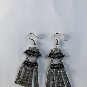 Silver gray dangling earrings